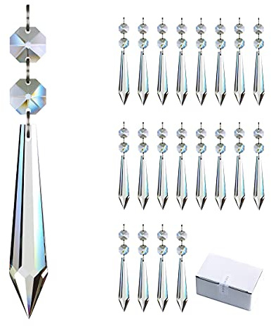 GOLDENHAITAI 20 st 76 mm ljuskronor kristaller istappar prismor ersättning hängen pärlor, hängande kristaller för dekoration