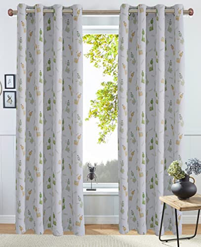 Clothink Gardine Kinderzimmer Mädchen Jungen - 140x210cm Dinosaurier Ösen (1 Stück),Verdunkelungsvorhang Kindergardine Vorhang Blickdicht