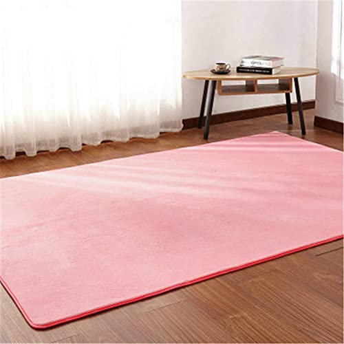 Alfombra de Terciopelo Coral Grueso de Color sólido Calidad Polvo de flor Suave Lavable Antideslizante Grande Rugs Rug Minimalista Moderna Sala De Estar Dormitorio Tatami Gateando Estera -120×140cm