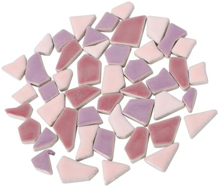 YARNOW Fliesenbruch 500G DIY Mosaikfliesen Steine Keramik Bruchmosaik Fliesen zum Basteln für DIY Schmuck Herstellung Blumentöpfe Liefert Lila Mosaiksteine Zum Basteln 500g