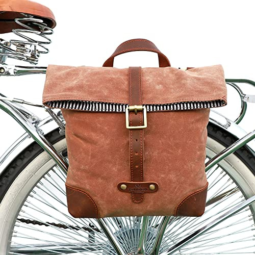 TOURBN Tourbon T-TB1250CA Satteltasche für Damen aus gewachster Segeltuch, Marron 27 x 7 x 24,5 cm