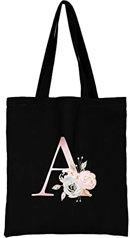 26 Letter Printed Canvas reusable grocery bags, Foldable Casual Travel HandBag, Shoulder Beach Tote Bags, Shopper bag eco friendly super strong washable Storage bags Shopping bag Canvas bag for Women