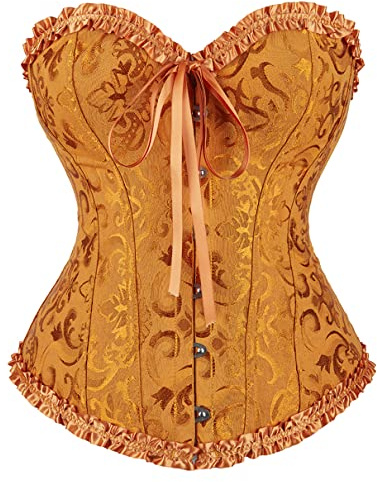 Grebrafan Corset época Victoriana Mujer Corsé Nupcial Gotico S Dorado