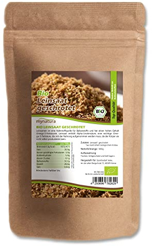 Mynatura Bio Lein geschrotet I Leinsamen I Leinsaat I biologischer Anbau I Vegane Küche I braune Samen geschrotet I Im Beutel (2x 1000g)