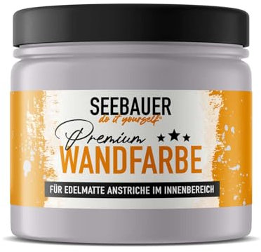 SEEBAUER diy Wandfarbe Lila 300ML für Innen (No. 933 Purple Blossom) Edelmatte Innenfarbe Flieder - Violetttöne sehr hohe Deckkraft - Matt, Abwaschbar und Tropffrei