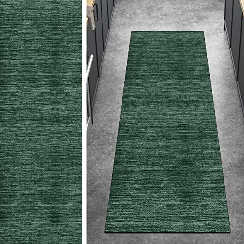 Kücheteppich Teppich Läufer Lang Flur Modern 80x300CM Dunkel Grün Kücheläufer rutschfest Teppichmatten Teppichläufer Waschbar Kurzflor Polyester Korridor Schlafzimmer, Anpassbar Breite 40 - 120cm