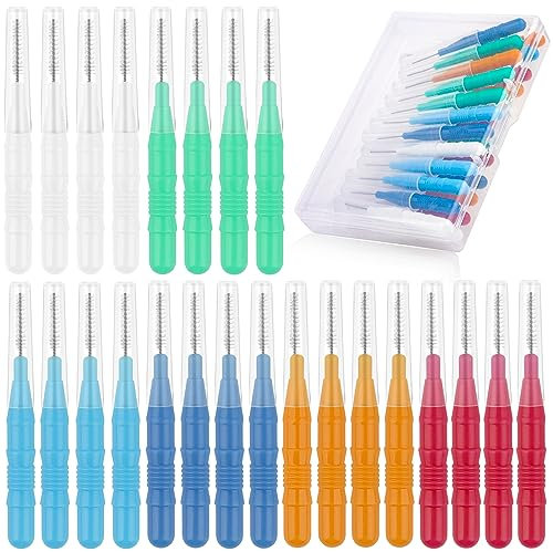 NVIYAM 24 Pcs Brossettes Interdentaire Cure-Dents Interdental Brush Brosse Dentaire Portable Avec Couvercle Dentaire Brosse d'Hygiène Plastique Dent Brossette