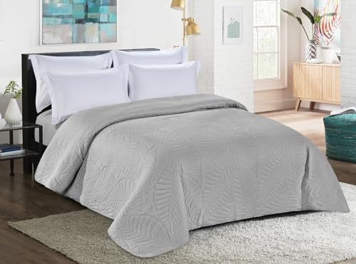 FEBE Tagesdecke Bettüberwurf Grau 200 X 220 cm Überwurfdecke Sofadecke Sofaüberwurf Flauschig Mikrofaser Zimmer Deko Throw Blanket