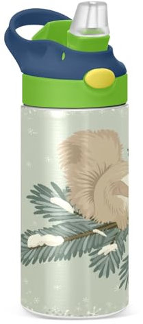 KAAVIYO Rabbit Animal Art Water Bottle Stainless Steel Insulated Vacuum Flask Leak Proof with Straw Brush Cup 350ML for Boys Girls Kids