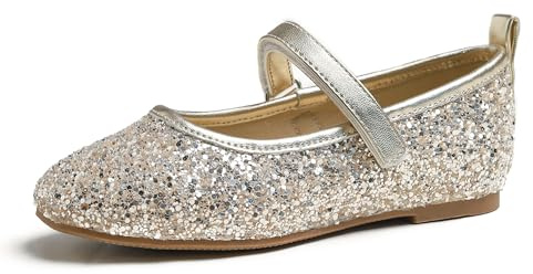 Feversole Girls Glitter Cute Dress,Ragazze Mary Jane Strap Scarpe Basse Ballerine da Principessa Scarpe da Scuola Piatte