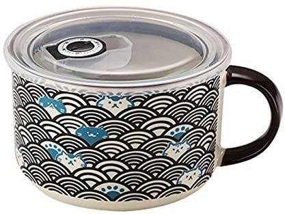 Keramische Ramen-Schalen, Porzellanschalen for Suppe, Suppentasse-Schalen, Instant-Nudelschüssel, Keramik-Suppenschüssel mit Deckel, Blau, 840 ml/30 Unzen (Farbe: Blau, Größe: ( Color : Blu , Size : 8