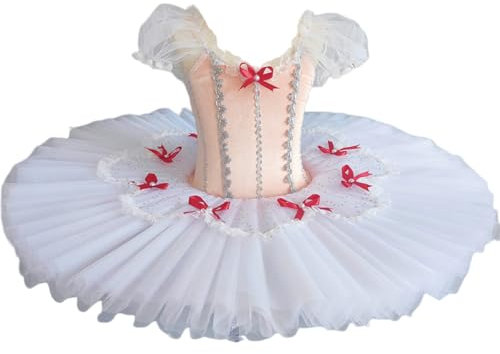 Xytraiihw Weißes Professionelles Ballett-Tutu Für Mädchen Kinder-Ballerinas Pfannkuchen-Tutu Kinder-Ballettkleid Mädchen-Schwanensee-Tanzkostüm,Weiß,120