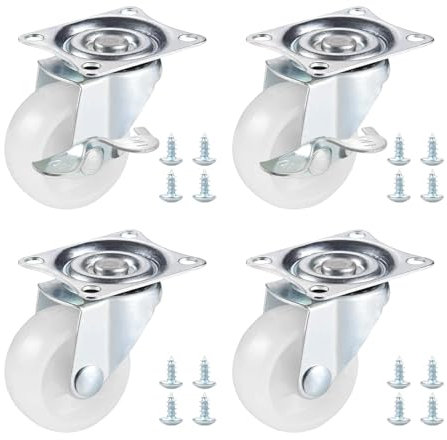 YSDMY 4 ruote girevoli con freno, ruote in gomma PU ad alte prestazioni, diametro 40 mm, ruote di trasporto per mobili con doppio cuscinetto a sfera, testa girevole con 16 viti