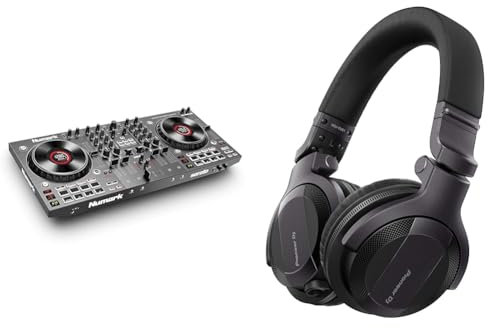 Numark NS4FX – 4-channel DJ Controller, Touch Jog Wheels with Display, Performance Pads and Effects, Booth and Main Outputs, Serato DJ Lite Included & Pioneer DJ HDJ-CUE1, DJ Headphones