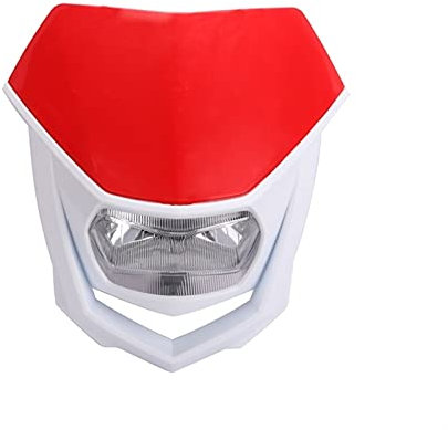 AYKANING Motorrad Hauptscheinwerfer,Motorrad Scheinwerfer Universal 35W Motorrad H4 Scheinwerfer Weiß Schwarz Enduro Kopf Licht Passend Für YZ Yzf WR WRF DT XT(Color:RedWhite)