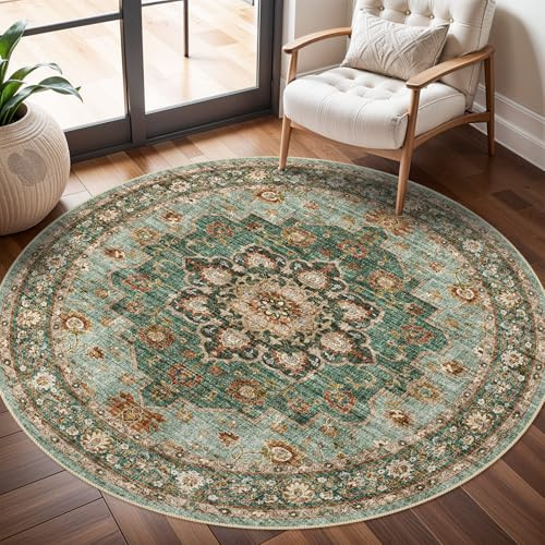 Runder Teppich für Wohnzimmer, weicher Teppich für Schlafzimmer, 182 cm, Beige