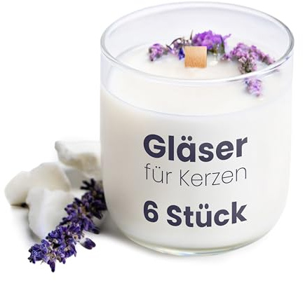 KONZEPT Teelichtgläser 7x8cm, 6 Stück kleine Kerzengläser für DIY Kerzen, Gläser für Teelichter und Kerzenhalter