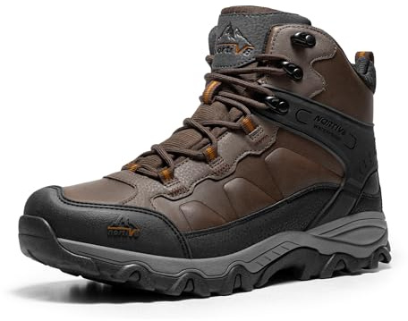 NORTIV 8 Chaussures de Randonnée pour Hommes Confortables Bottes de Randonnée Antidérapante,Size 43,Marron Foncé,NMUMHB2501