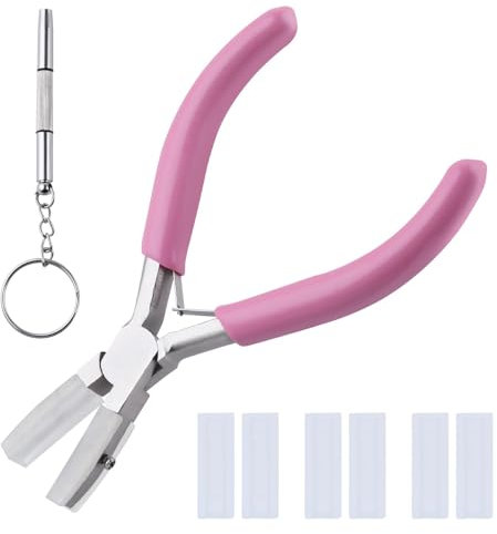 LEONTOOL 5-Inch Double Nylon Flat Jaw Pliers with 3 Replacement Tips and Screwdriver, Ideal for Jewelry Making and Wire Work