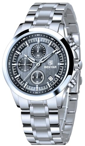 BENYAR Herrenuhr Chronograph Analog Quarz Herren Wasserdicht Leuchtende Datum Armbanduhr Mode Business Kleid Herrenuhr