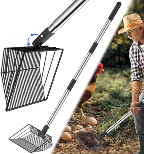 Hühnerkotschaufel, Chicken Poop Scooper, Einstellbare Hühnerschaufel für die Reinigung, Hühnerstall Reinigungswerkzeuge, Siebschaufel für Hühnerstall Trennung (S)