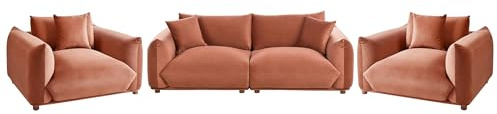 Beliani Conjunto de Sala de Estar tapicería de Terciopelo marrón Dorado 5 plazas con Cojines sofá y sillones