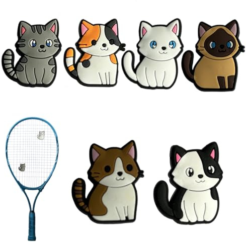 SGERUFZ Ammortizzatori per Racchette da Tennis, Badminton e Squash, 6 pezzi, Ammortizzatore in Silicone Antivibrazione con Motivo Cartoon