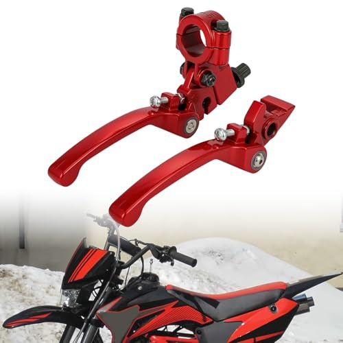Runfarr Leva del freno della frizione per moto, pieghevole, per manubrio da 22 mm, 110 cc, 125 cc, 140 cc, TTR 125 cc, SSR125, per Pit Bike Dirt Bike, colore rosso