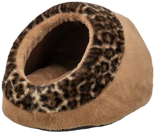 TRIXIE Katzenhöhle Leo Soft Edition 35 × 26 × 41 cm, kuscheliges Katzenbett mit herausnehmbarem Wendekissen - 374247 | Gemütlicher Rückzugsort mit herausnehmbarem Kissen – für Katzen, kuschelig, pflegeleicht und angenehm weich