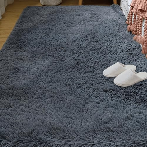 Hög Lugg Matta 270 x 290 cm Hög Lugg Sovrum Sängmatta Lyxig för Sovrum Barnrum, Mörkgrå