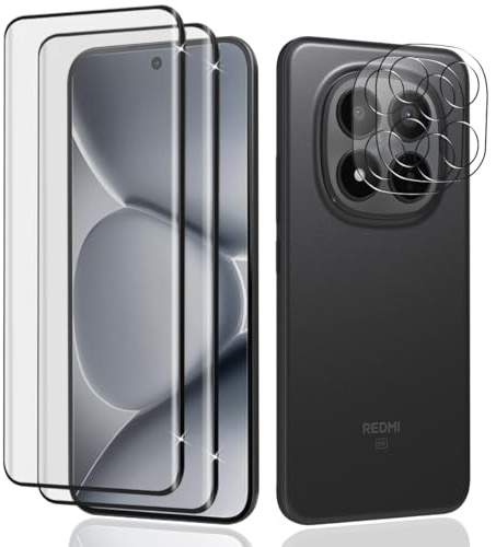Teenrpov Cristal Vidrio Templado para Xiaomi Redmi Note 15 Pro Plus 5G/ 15 Pro+ 5G, 2 Piezas Protector de Pantalla + 2 Piezas Protector de Lente de Cámara, Protector Pantalla, Sin Burbujas HD