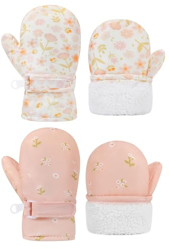YMYDYFC Baby Toddler Mittens Waterproof Winter Snow Gloves with Fleece Lining Thermal Cold Weather Warm Windproof Ski Skating Kids Boys Girls Blossom&Breeze 2-4T