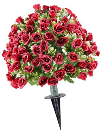 Karlak Rosal Artificial Elegante de bajo Mantenimiento, árbol Topiario para Jardín, Decoración de Boda Al Aire Libre, Bola Flores Plástico 14 Pulgadas (Rosa Rosa)