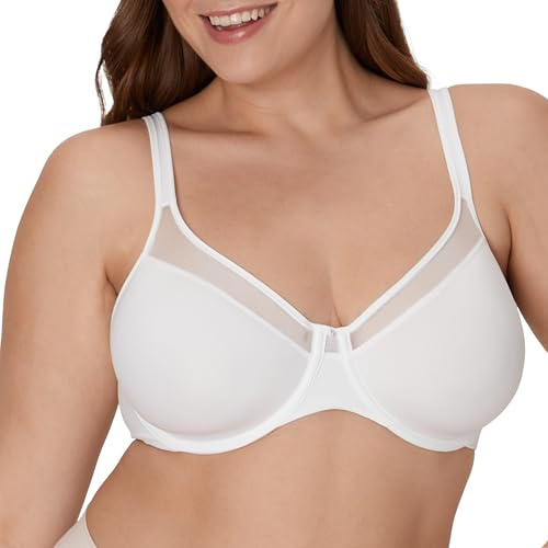 Bali Women's One Smooth U Ultra Light Illusion Neckline Underwire Bra, White,34DD