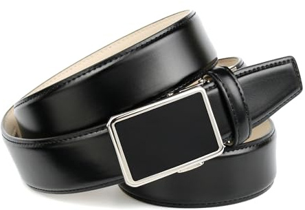 Anthoni Crown Leder Herrengürtel Automatik, glattes Leder in Schwarz, ohne Löcher, Breite 3,5 cm, für Herrenanzug, Herrenhose oder Jeans, kürzbar, Modell 17010