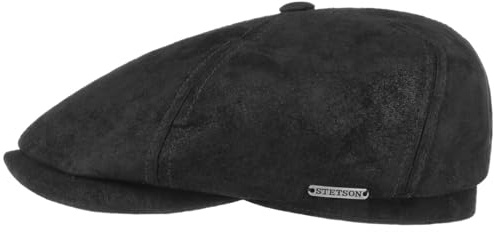 Stetson McCook Schirmmütze Vintage Ledercap Damen und Herren Sommer Winter schwarz L (58-59 cm)