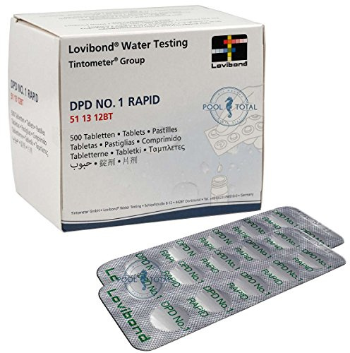 Lovibond DPD 1 Rapid 500 Tabletten (50 Streifen) by Pool Total | Markenqualität Tintometer | zur Messung des freien Chlor im Pool, Spa & Schwimmbad