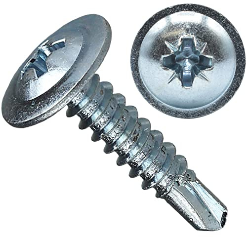 Pack of 50 x 4.2mm x 13mm Flange Wafer Head Self-Drilling Drywall/Sheet Metal Screws