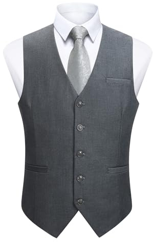 Enlision Anzugweste für Herren Formelle Einfarbige Weste Hochzeit Elegant Anzugwesten Business Westen Männer mit Taschen XS-4XL