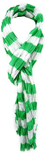 TigerTie Schal in grün weiß gestreift mit Fransen Gr. 180 x 50 cm