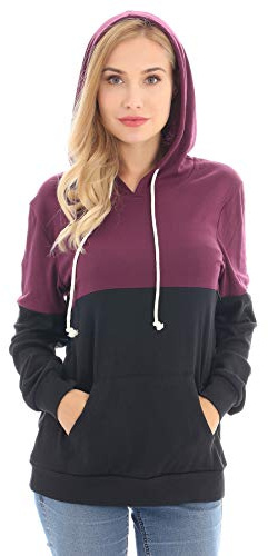 Bearsland Women's Maternity Breastfeeding Sweater Hoodie Nursing Sweatshirt with Pockets,purplered,XL