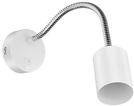ledscom.de Lampada da lettura/parete WAIKA, collo d'oca, interruttore, bianco opaco, 1x GU10 max. 60W