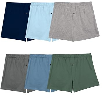 Fruit of the Loom Mäns taggfria stickade boxershorts, avslappnad passform, fuktavstötande, flerpack i blandade färger, L