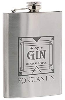 Edelstahl Flachmann Mini mit personalisierter Gravur - Taschenflasche mit Wunschgravur - Geschenkidee zum Geburtstag und Hochzeit - Trauzeugen - Jäger - Skifahrer - Männergeschenke - STEMPEL-FABRIK