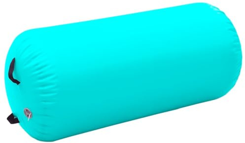 vidaXL Aufblasbare Gymnastik Rolle, Turnrolle mit Pumpe Beutel, Yoga Rolle Luftrolle für Rückbeugen, Fitnessrolle für Heimgebrauch Gym, Grün PVC