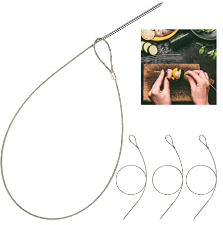 Relaxdays Brochettes flexibles, 4, acier inoxydable, 78 cm de long, réutilisable, pour viande à griller XXL, argenté