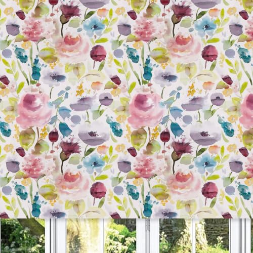 Lister Cartwright Floral Autumn Patterned Roller Blinds (120 x 140 cm) | Cut to Size Blackout Blinds for Windows | Bedroom, Bathroom, Kitchen & Door Window Blinds | Easy Fit Child Safety Roller Blinds