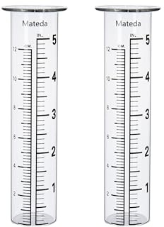 Mateda 13 cm kapacitet regnmätare glasersättningsrör, läppdesign, perfekt för gård trädgård utomhus hem (2)