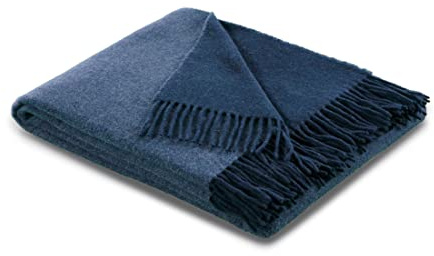 Biederlack Franspläd kashmirfilt kashmirpläd jeans- marin kashmir ull mått: 130 x 170 cm, 748416