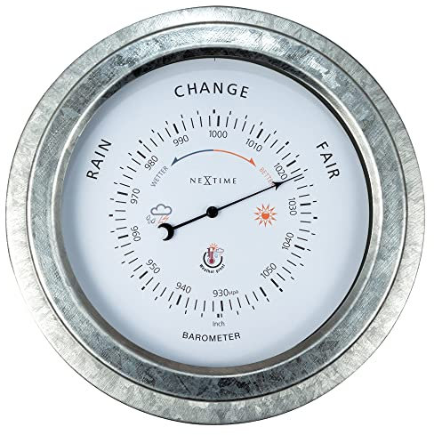 NeXtime Barometer außen - Ø22CM - Metall - Verzinkt „Orchidee“